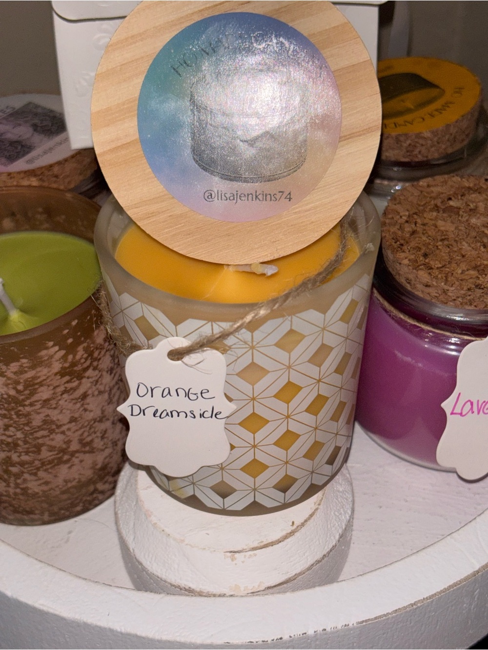 Orange Dreamsicle Scented Candle in White & Gold Decorative Jar - Picture 3 of 3